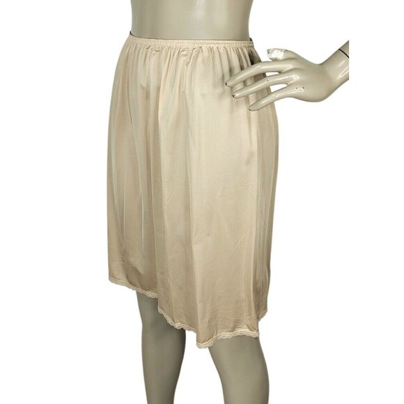 Vintage Vanity Fair Beige Half-Slip Skirt Lace Trim Med 20" NEW Deadstock NOS - Picture 5 of 8